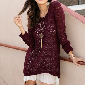 Grace and Lace Pointelle Tie-Back Sweater XS